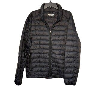Heatkeep Men's Size Large Down-Filled Puffer Coat Black Lightweight Packable